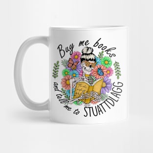 Buy Me Books,Funny Book Lover, Floral Skull Reading Quote, , Unique Bookish Gift, Mug